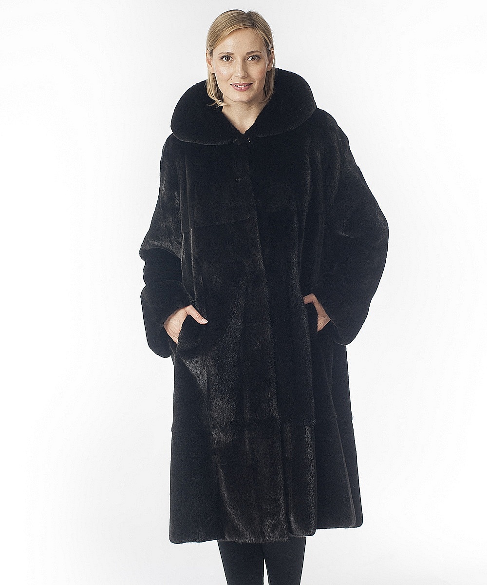 Black NAFA Mink Fur Coat with Hood – Imperia Furs