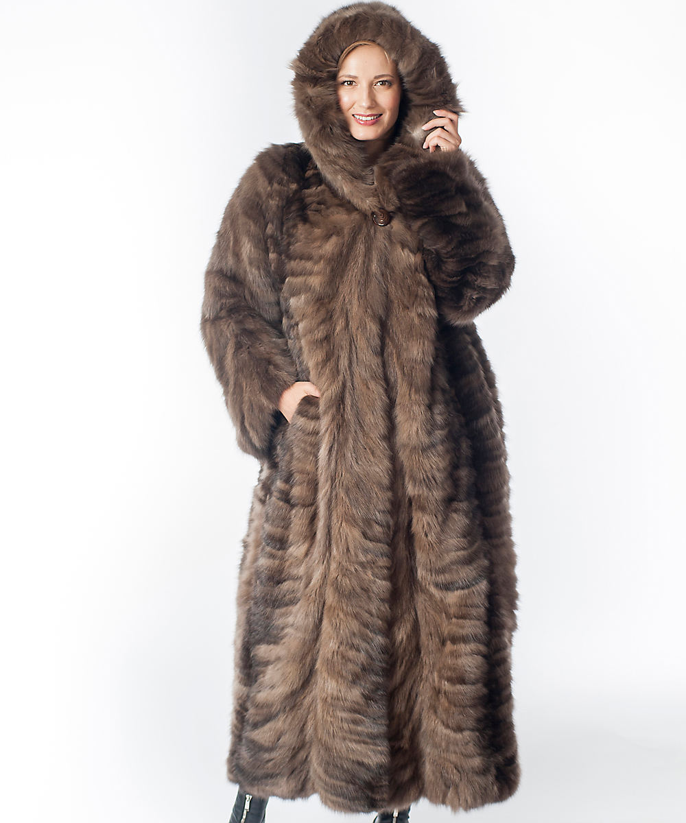 Sable Fur Sections Coat with Hood – Imperia Furs